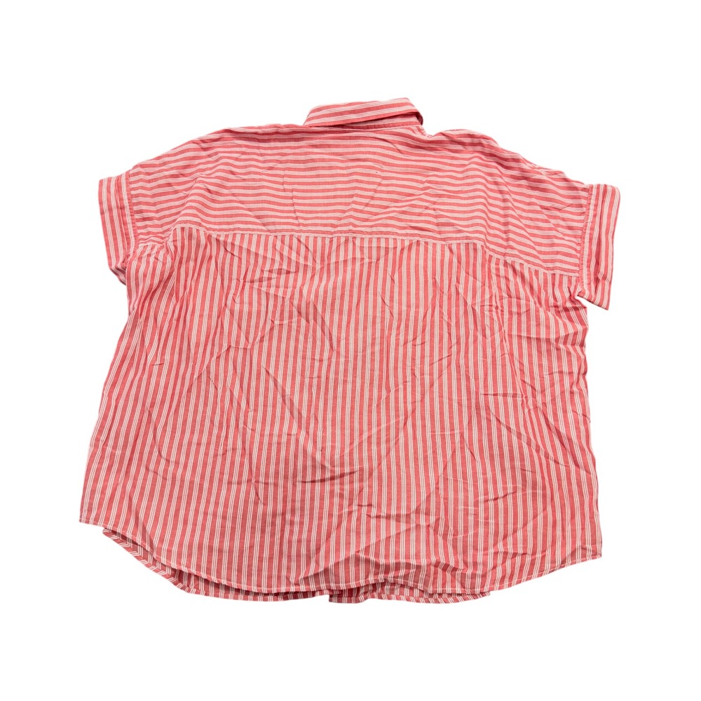 Chaps Denim Womens Large Red White Striped Short Sleeve Button Down Shirt Pocket - Picture 6 of 7